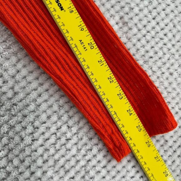 Pilcro Anthropologie Top Womens M Orange Rib Knit Stretch Crew Neck Long Sleeve - Picture 7 of 10